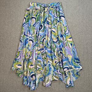 Easel Los Angeles Maxi Swim Skirt Women's Medium Marble Print Handkerchief Hem